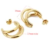 1 Pair 18K Gold Plated Stainless Steel Triple C Hoop Earrings Trendy Exaggerated Huggie Earring Hip Hop Jewelry Gifts for Women 2