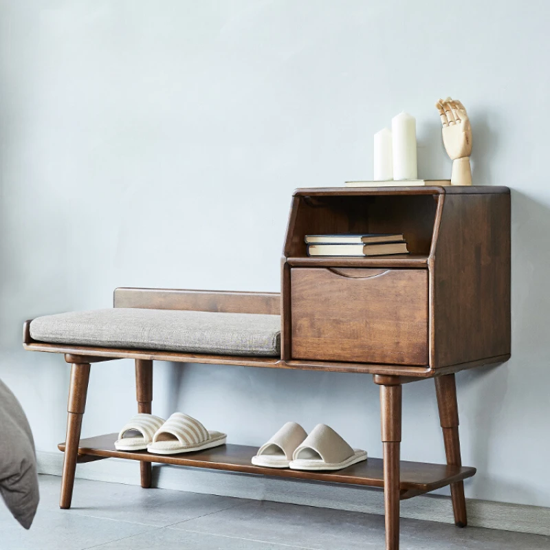 

Simple and modern solid wood shoe-changing stool, shoe cabinet at the entrance can sit on the shoe rack, and household
