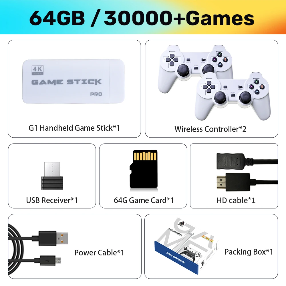 M15 게임 스틱 미니 TV 휴대용 게임 콘솔 64G 30000 + PS1/ARCADE/SNES/MAME/NEO GEO 무선 컨트롤러  용 레트로 게임 HD 출력 - AliExpress