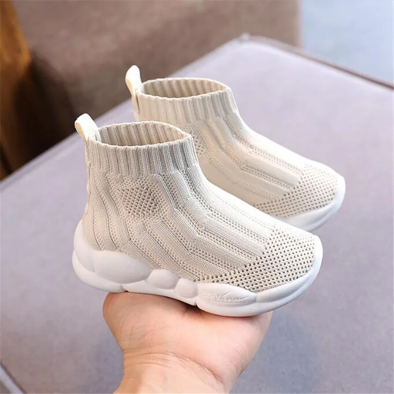 Black/beige Toddler Short Boots Baby Boys Girls Mesh Solid Ankle Shoes for Children Kids Breathable Casual Sport Shoes Sneakers