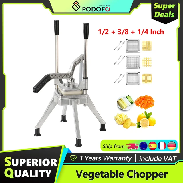 Coupe-frites Podofo, coupe-légumes en acier inoxydable 1/2, 3/8, 1/4 pouce pour restaurant et cuisine domestique 1