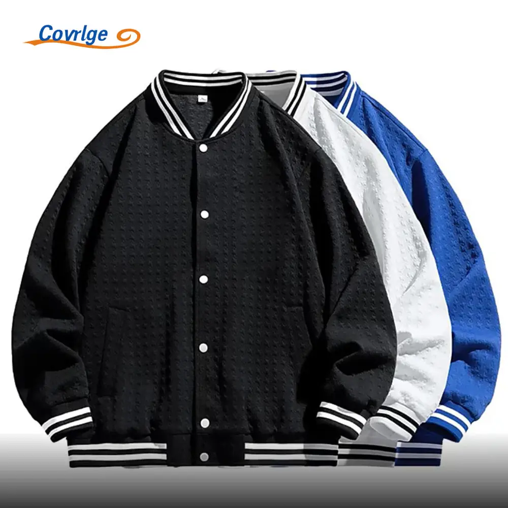 

Covrlge Spring Autumn Uniform Trend Sports Baseball Jacket Male Stand Collar Coat Men's Women's Casual Couple Streetwear MWJ318
