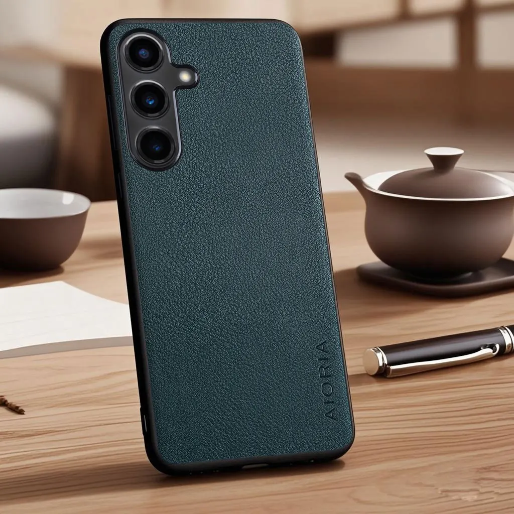 Elegant Vegan Lychee Pebbled Leather Phone Case - Premium Protective Cover