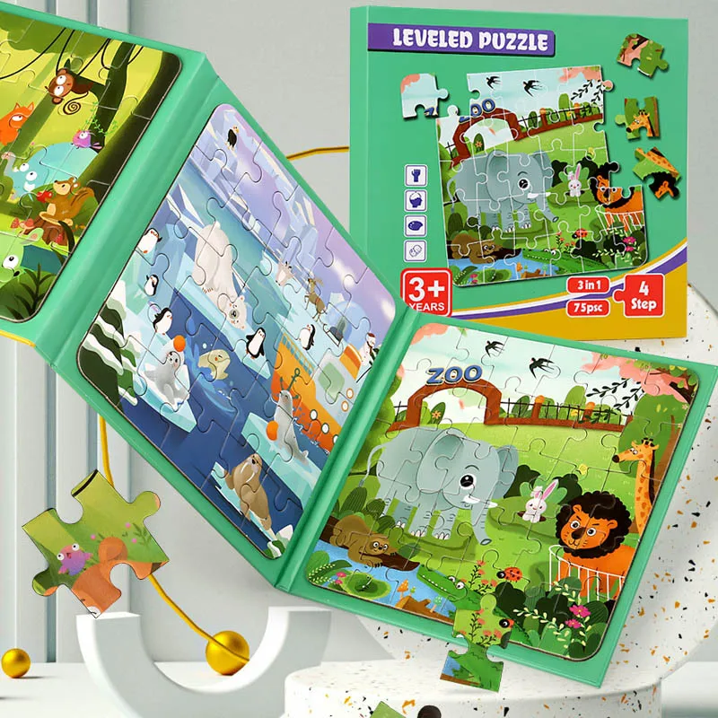 Foldable Magnetic Puzzles for Kids Educatinal Jigsaw Puzzles Book
