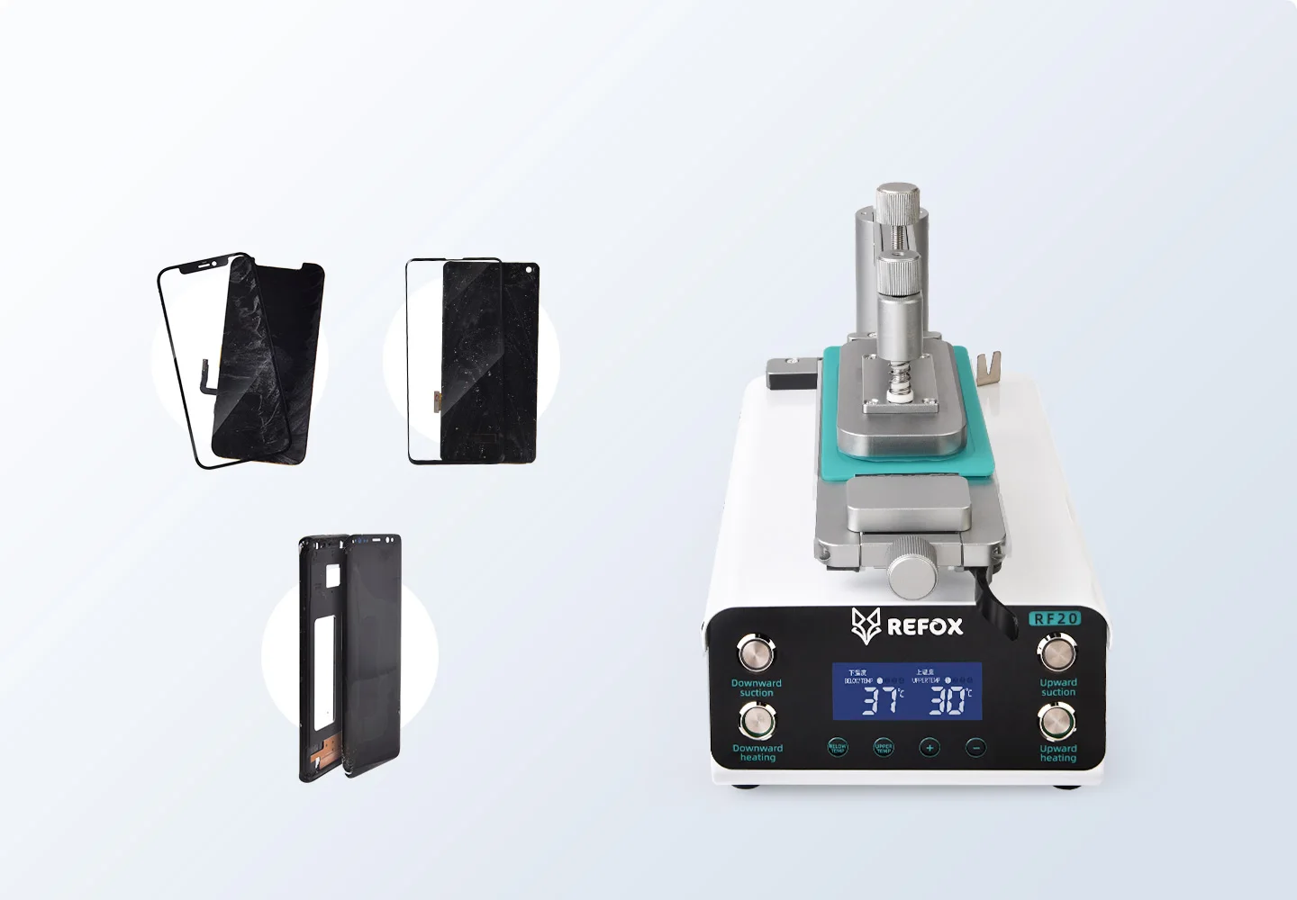 REFOX RF20 범용 LCD 분리 기계, 휴대폰 스크린, 미들 프레임, 유리 분해, 분리 수리 도구