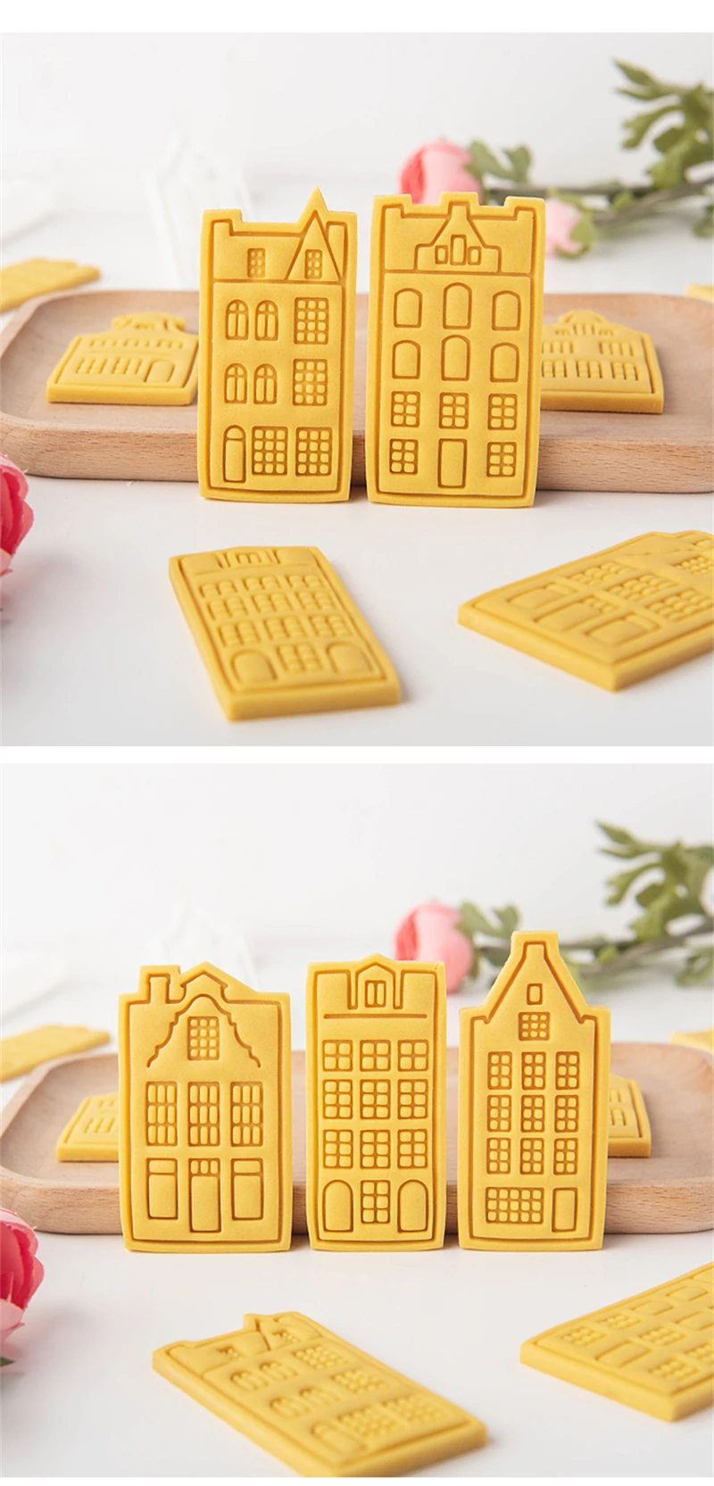 Description Picture 4 of itemEuropean Retro Architecture Cookie Cutters Amsterdam Buildings Shape DIY Biscuit Stamp Fondant Embosser Cake Decorating Tools