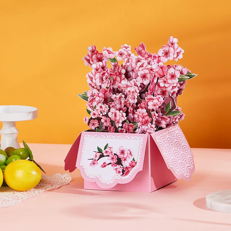 Butterflies Flower Pop Up Cards Paper Flower Bouquet Card Box 3D Popup Greeting Cards Valentine's Day Mother's Day