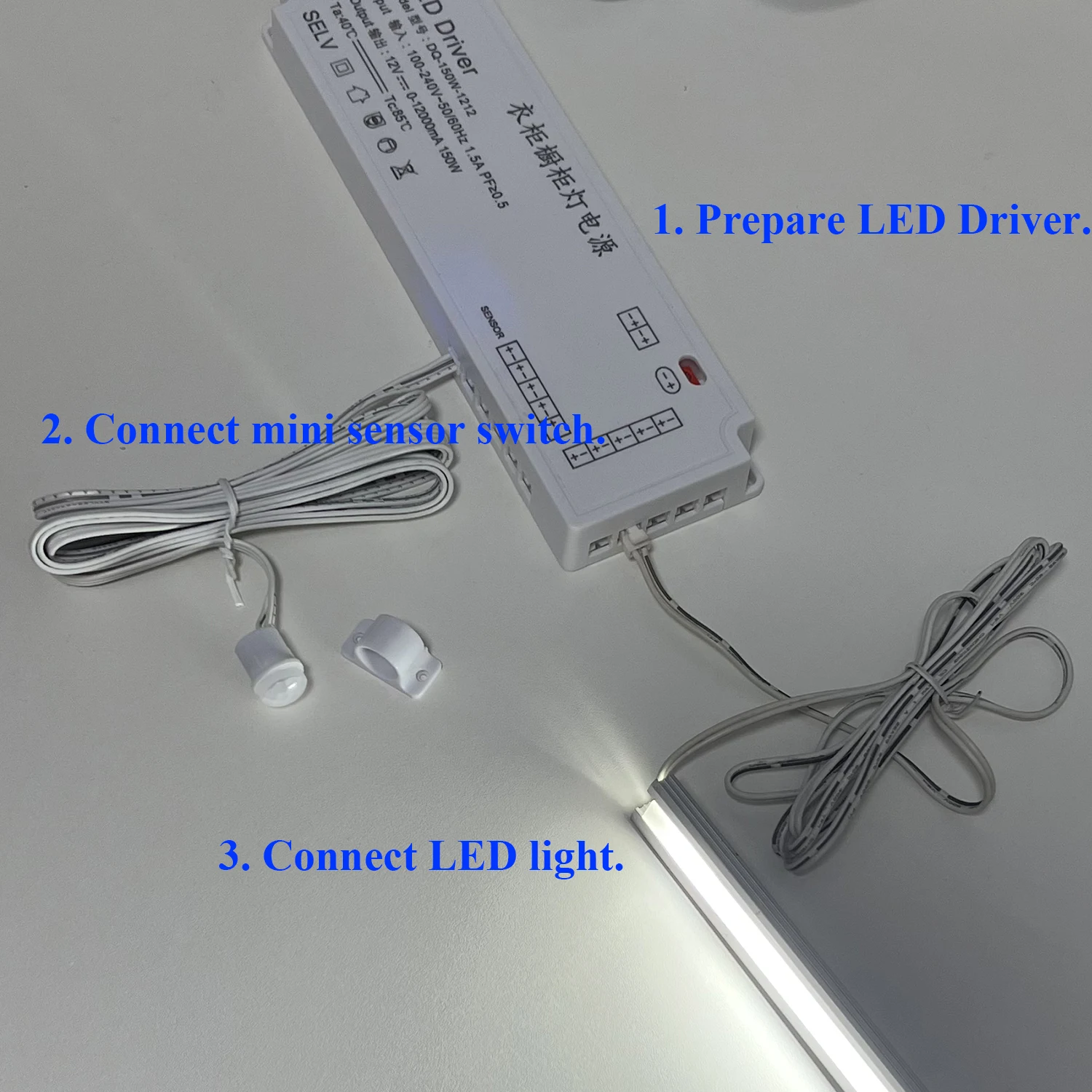 Interruttore Sensore Movimento PIR 120&deg; - Per Lampade LED, 110-240V, Portata 5m