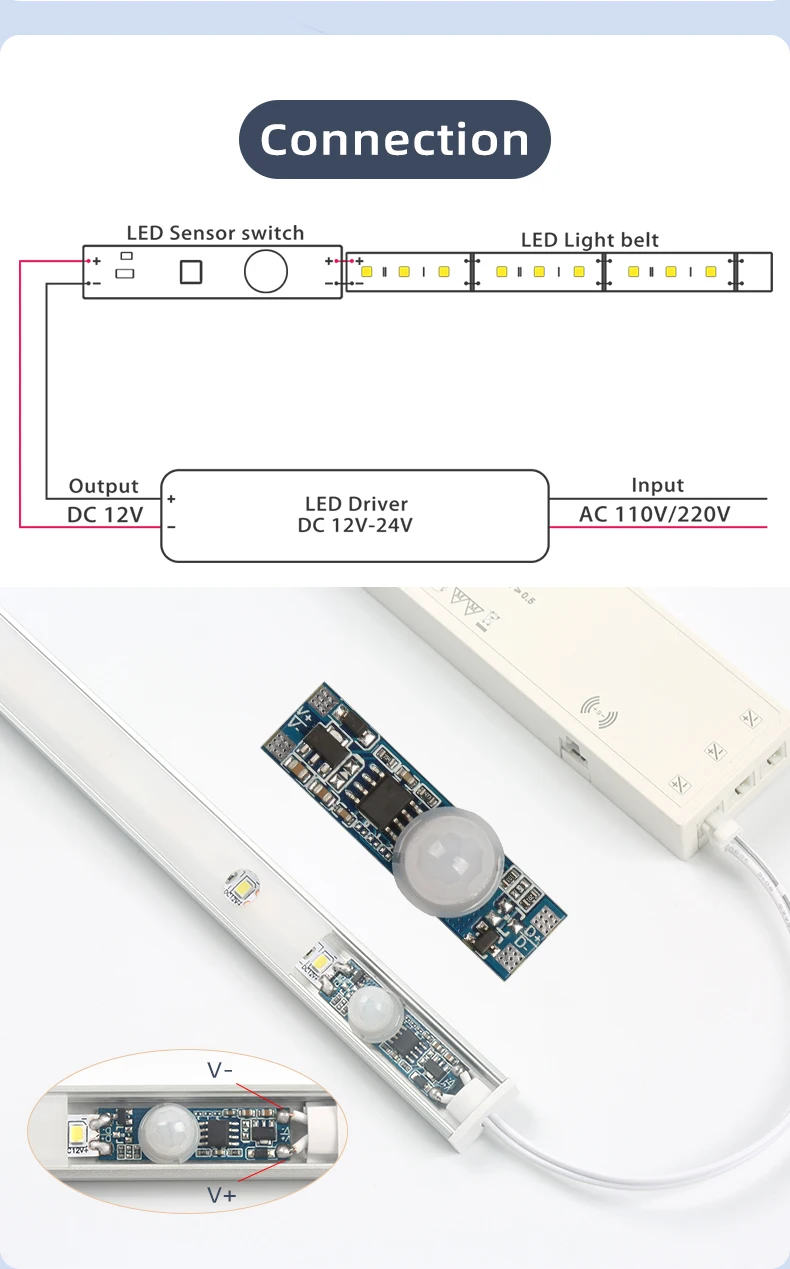 Description Picture 6 of item12V 24V PIR Motion Sensor Switch Module LED Strip Light Infrared Sensor Body Motion Sensing Auto On/Off