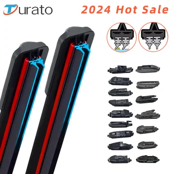 Universal J Hook Car Wiper Blades Front Double Layer Rubber Frameless Bracketless Brushes Accessories Windscreen Window