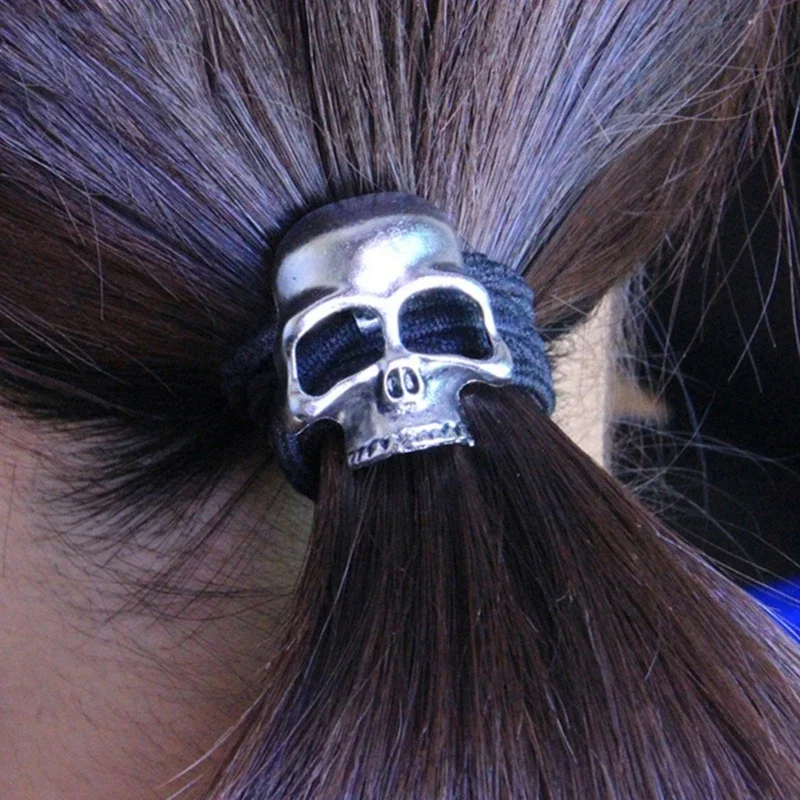 ヘアアクセサリー SSIL RING SCRUNCHIE BLACK Skull Scrunchies Skull Hair Tie Skull Elastic Bands