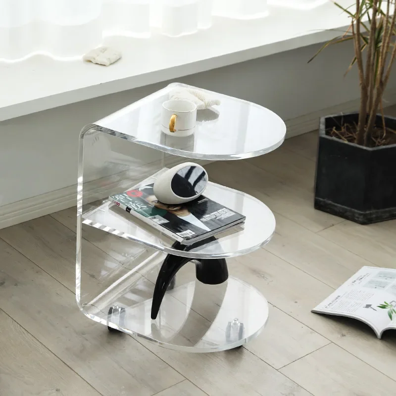 

Mobile home trolley coffee table Nordic living room sofa edge acrylic creative multifunctional simple corner