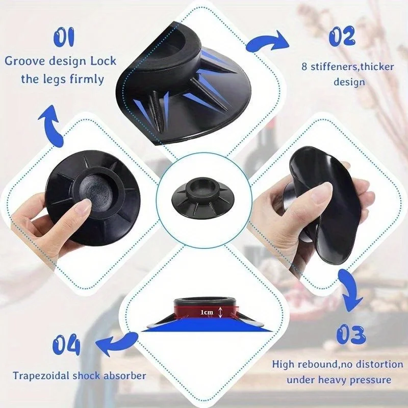 Rubber Pads 1&4PC Anti Vibration Feet Slipstop Silent Skid Raiser Mat Washing Machine Support Dampers Stand Non-Slip