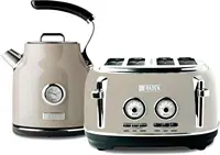 4 Slice Wide Slot Stainless Steel Toaster Bundled with 1.7 Liter Stainless Steel Electric Kettle with 360-Degree 1