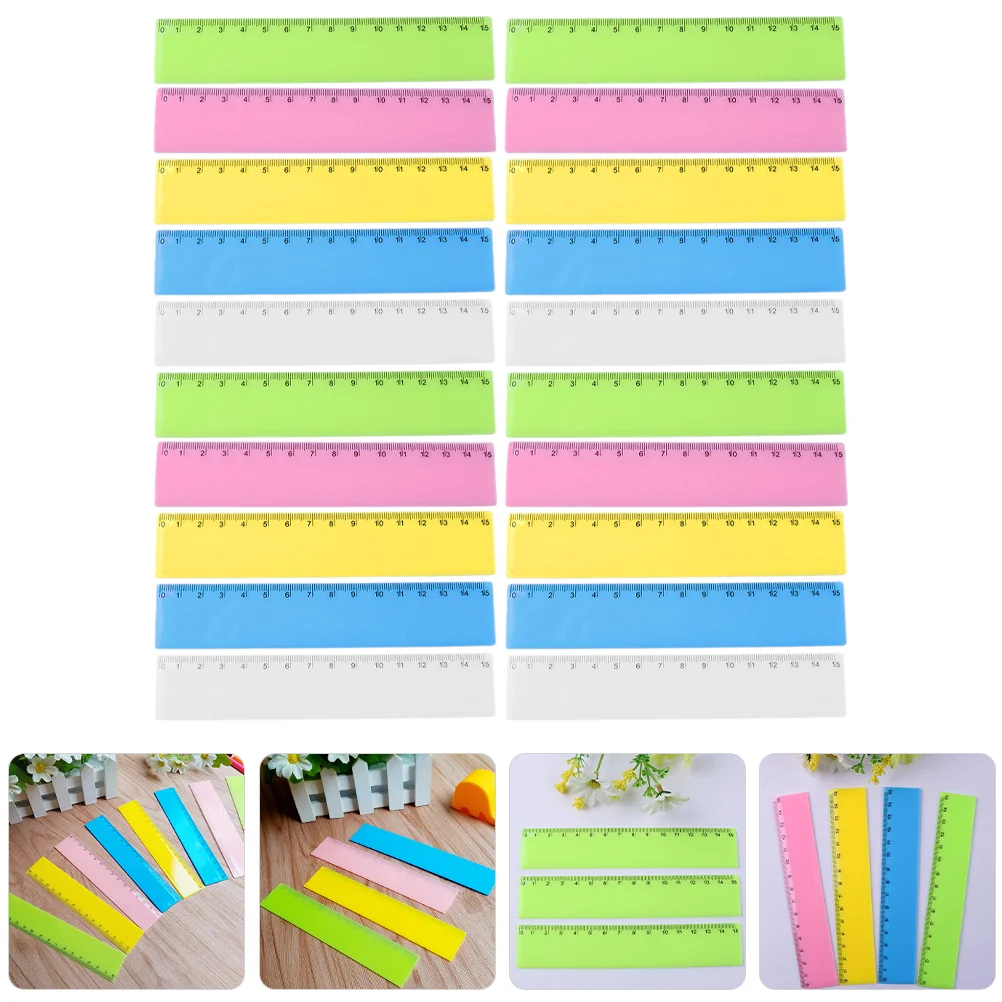 

25Pcs Students Rulers Measuring Ruler Plastic Ruler Reusable Drawing Ruler Office Rulers Supplies