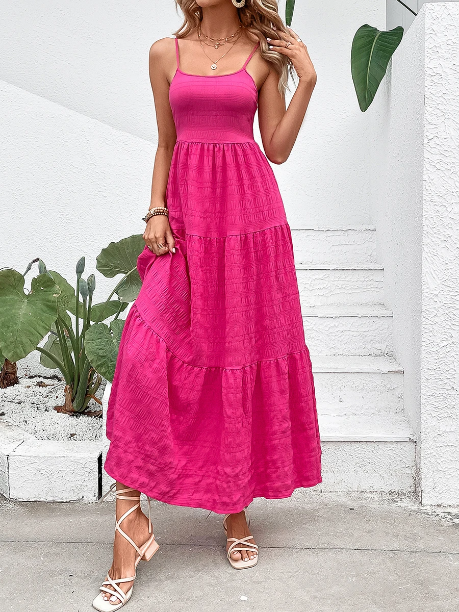 

Summer Bohemian Maxi Dress Women Sleeveless Casual Loose Vintage Beach Sundress Female Fashion Elegant Party Long Dresses Robe