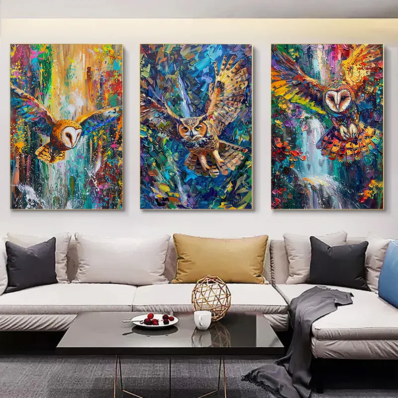 

Owl Decoration Pictures Room Wall Decororation 1pcs Home Decor Interior Paintings Forest Art Canvas Painting Painted Decorations