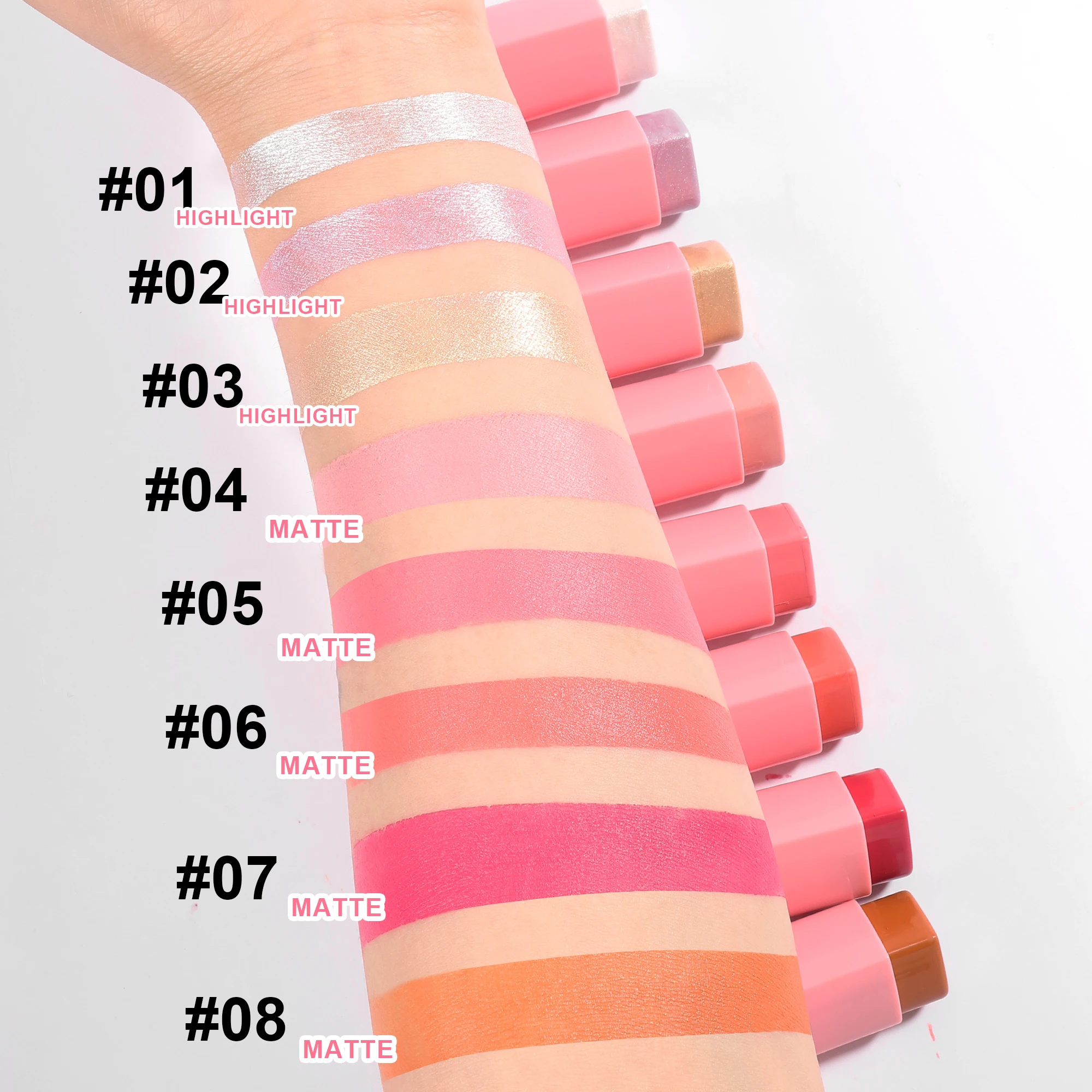 Heart Shaped Blush Stick Contour Highlighter Face Brightening Women Cosmetics