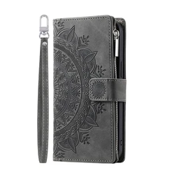 Luxurious Leather Zipper Wallet Phone Case with Card Holder for Moto G13 (Dark Grey)