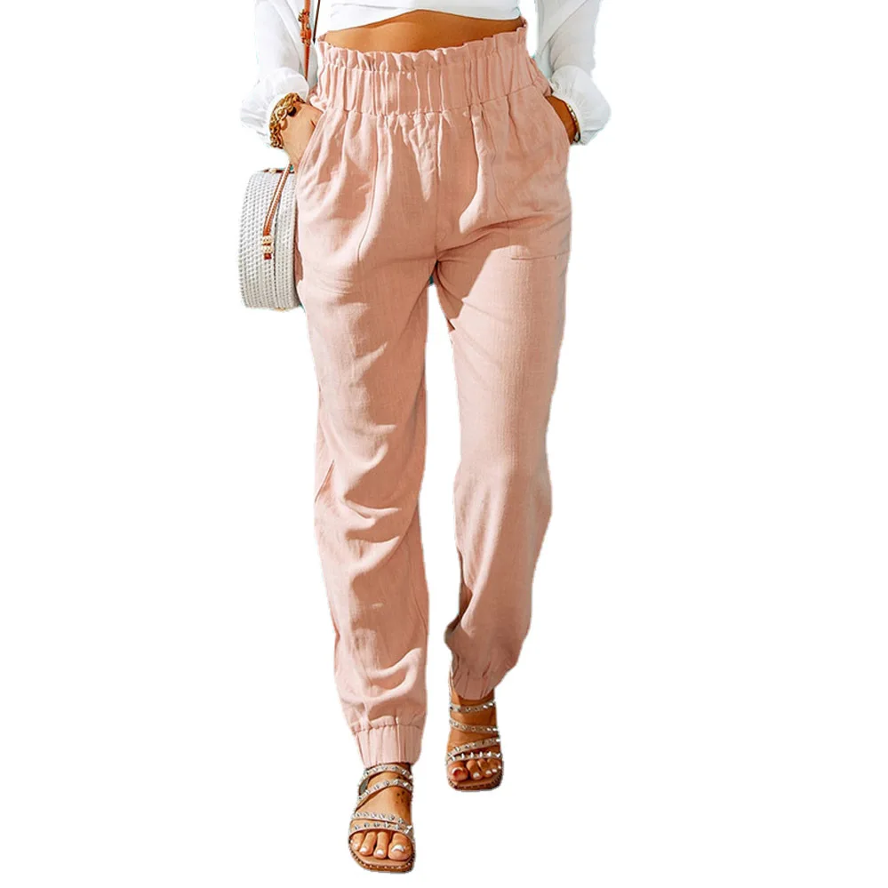 New Women's Clothing with Ruffled Elastic Waistband and High Waisted Pants 6