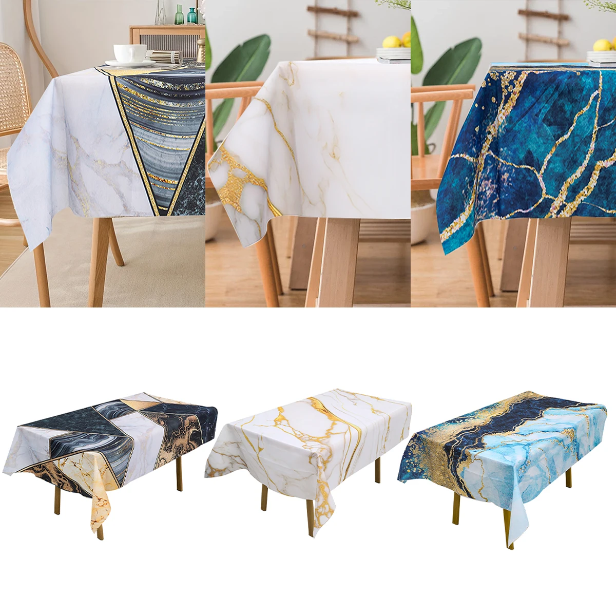 

Glitter Marble Tablecloth Rectangular Coffee Table Dining Room Wedding Decor Waterproof Kitchen Tablecloth Fireplace Cover