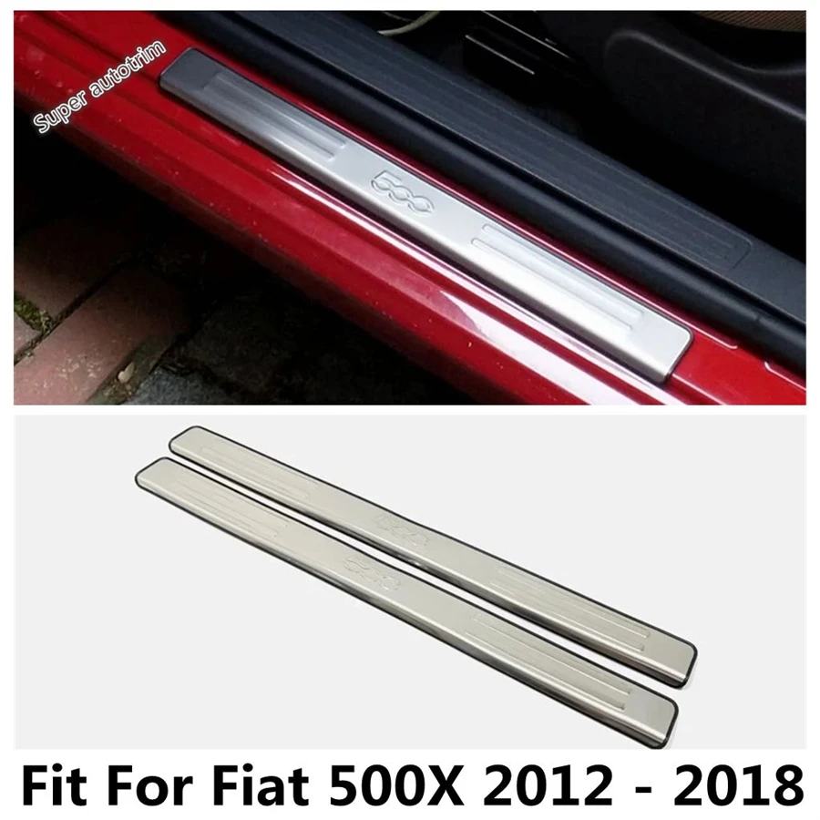 

For Fiat 500X 2012 - 2018 Car Door Sill Scuff Plates Threshold Pedal Protection Panel Cover Kit Trim Stainless Steel Accessories