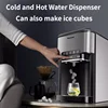 220V Quick Ice Maker Machine Commercial Home Use Cold and Hot Water Dispenser Small Vertical Ice Cube Maker Machine Cocina 1