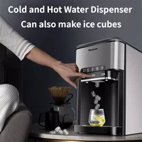 220V Quick Ice Maker Machine Commercial Home Use Cold and Hot Water Dispenser Small Vertical Ice Cube Maker Machine Cocina 1