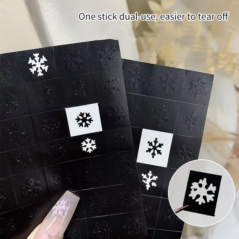 2 시트 네일 아트 에어브러시 스텐실 손톱용 눈송이 모양 중공 재사용 가능 네일 타투 템플릿 살롱 매니큐어 용품