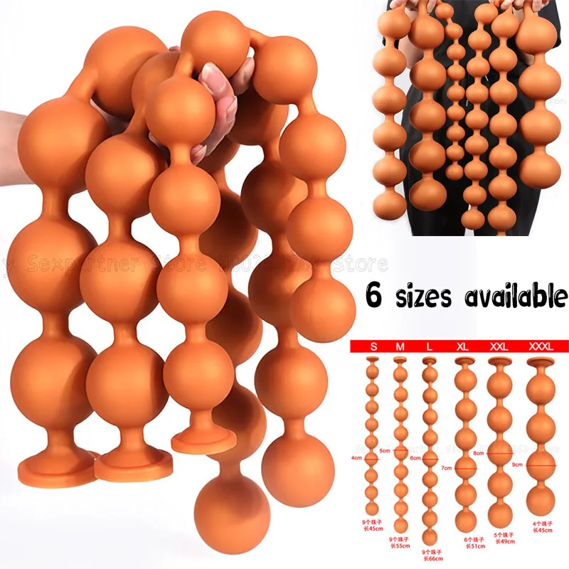 Long Sucker Anal Beads Lager Anal Plug Silicone Masturbation Big