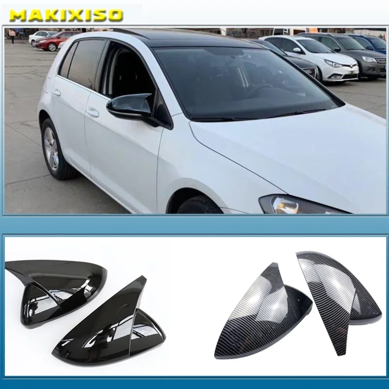 

Black Horn Shape Side Wing Mirror Cover for VW Golf 7 MK7 7.5 GTD R GTI GTE VII Cap E-golf Sportsvan 2013 2018 2019 2020 replace