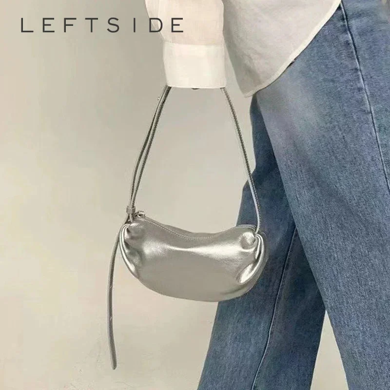 

Silver Leather Crossbody Bags for Women 2023 Luxury Designer Korean Fashion Hobo Bag Female Handbags and Purses
