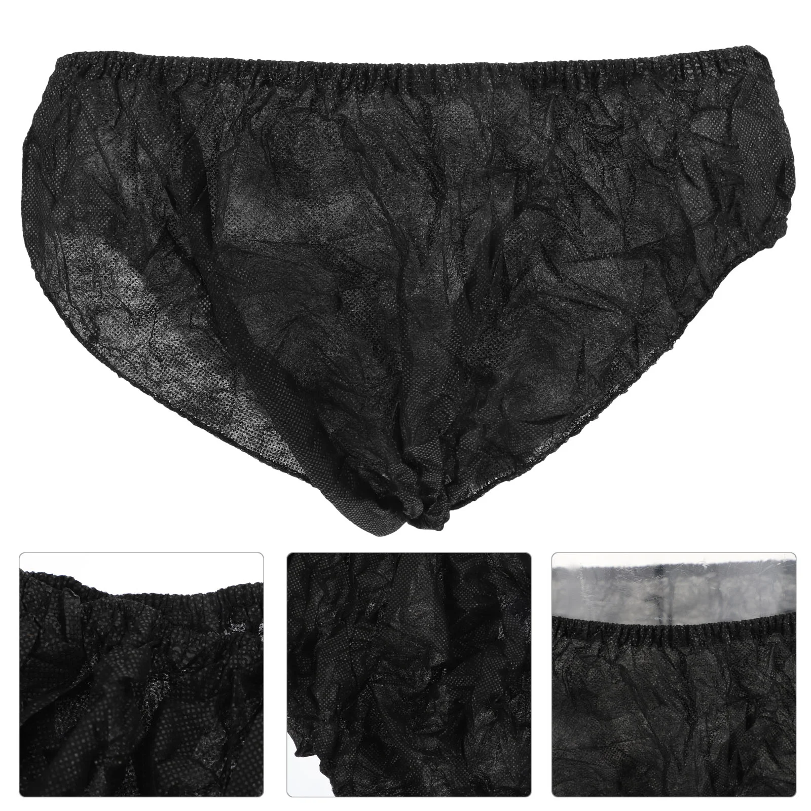 

10 Pcs Disposable Briefs Men's Black Fabric Non-Woven Paper Male Shorts