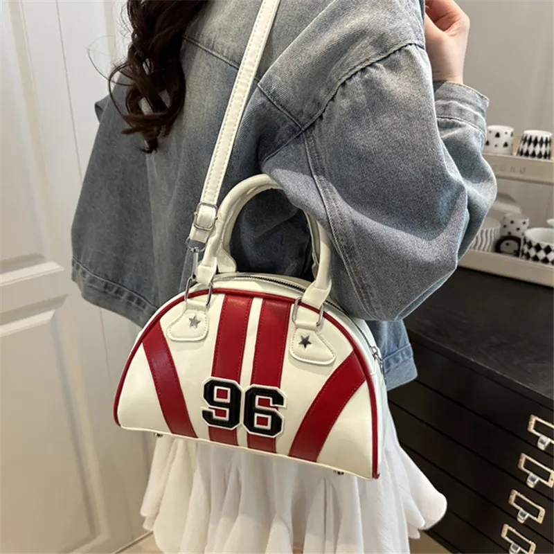 Striped Handbag Women Shoulder Bag, Chic Half Moon Armpit Bag, Stylish Tote Crossbody Bag for Women‘s Daily Work Party Travel