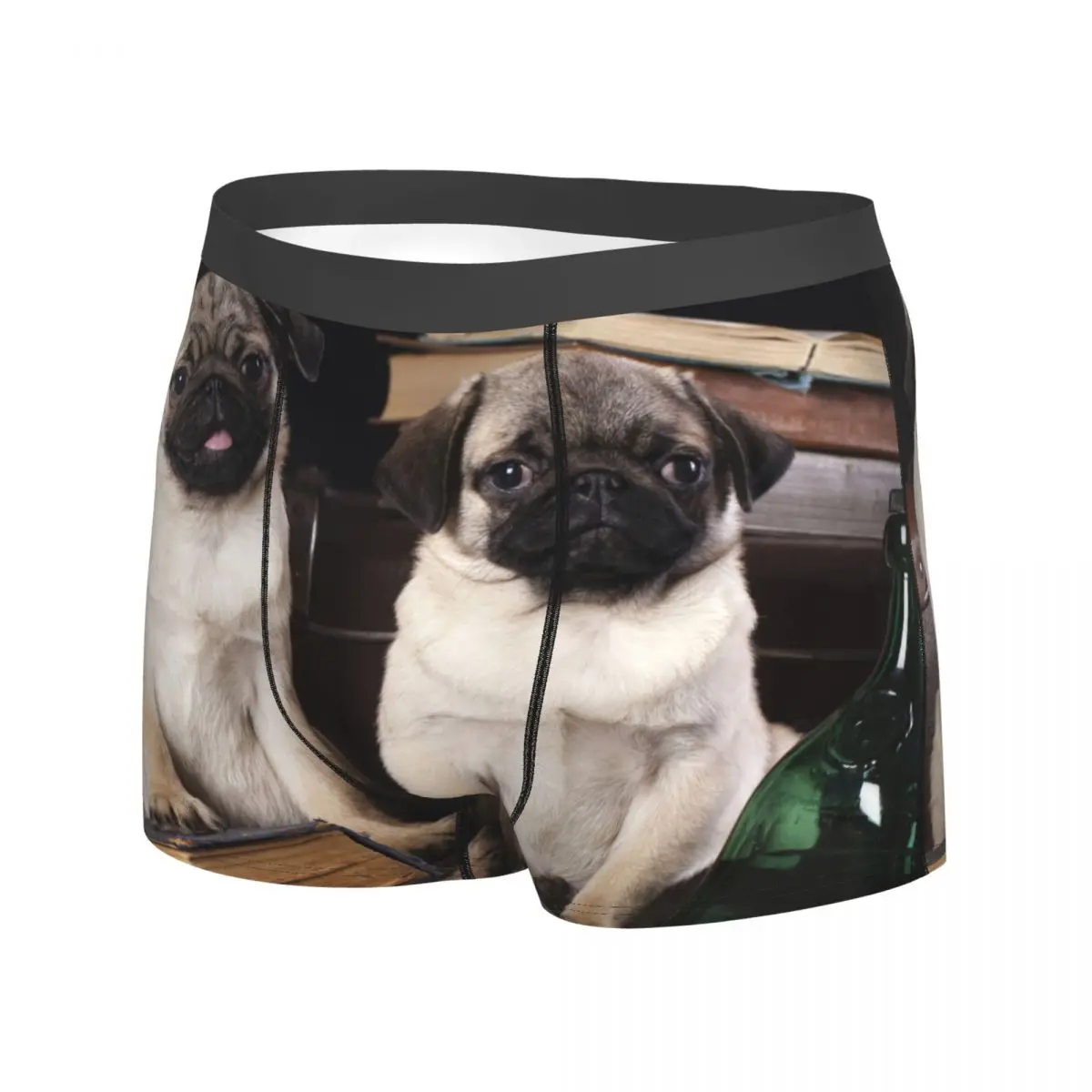 Men Pug Animals Cute Dog Lover Underwear Novelty Boxer Shorts Panties Male Breathable Underpants Plus Size
