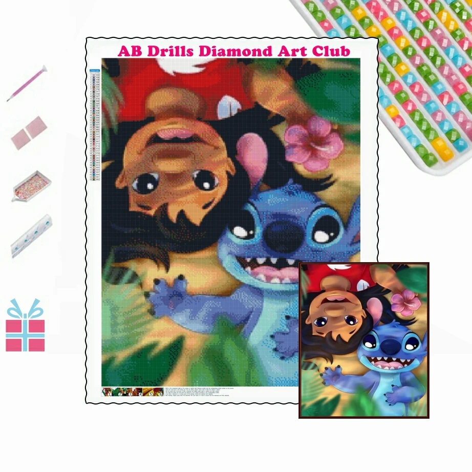 Disney Lilo and Stitch DIY AB Drill Diamond Painting Mosaic Cartoon  Rhinestones Cross Stitch Handmade Craft Home Decor Kids Gift
