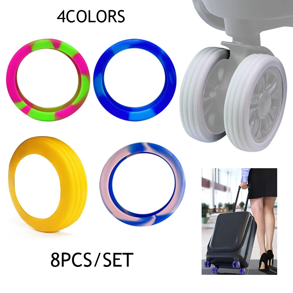 

8pcs/Set Silicone Suitcase Wheels Protector Trolley Case Caster Shoes Sleeve Reduce Noise Trundle Guard Covers Free Shipping