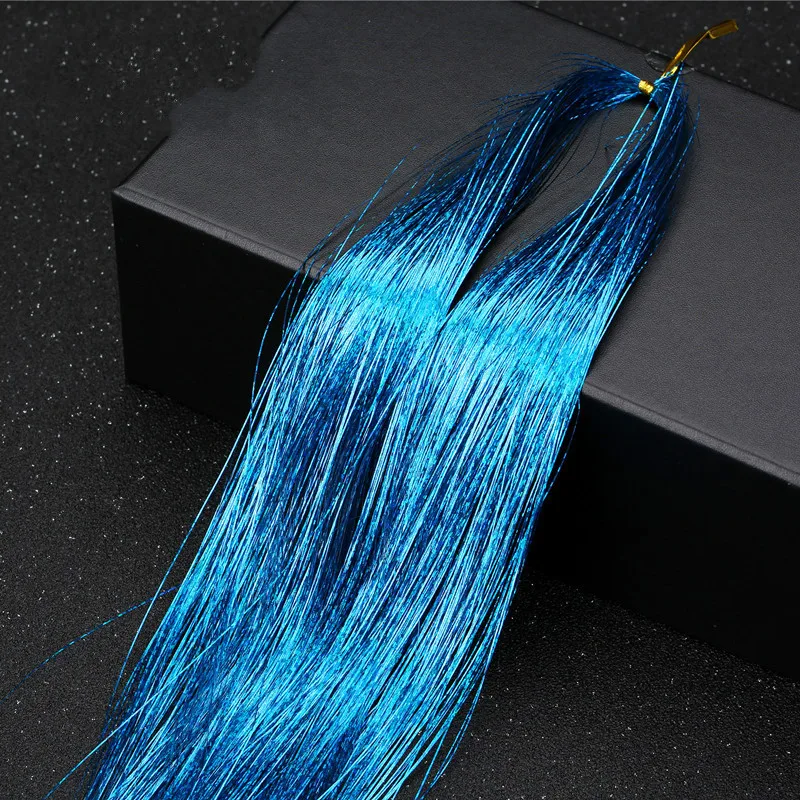 Sparkle Shiny Hair Tinsel Rainbow Silk Hair Extensions Dazzles Women Hippie for Braiding Headdress Long 100cm 120 Strands/bag 42