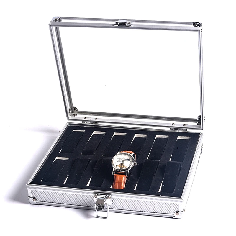 6/12 Grid Slots Useful Jewelry Display Storage Box Aluminium Luxury