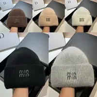 2026 New Fashion Luxury Rhinestone Letters Winter Hats for Men and Women Real Rabbit Fur Blend Skullies Beanies Knit Hats