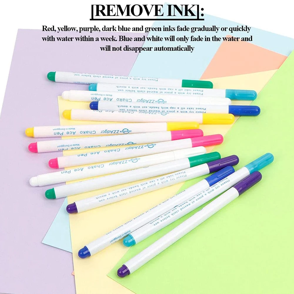 1–7 Stück wasserlöschbare Stoffmarker, verschwindende Tinte, Stoffstifte, verschwindende Kleidungsstücke, Tracing-Werkzeuge für Kreuzstich-Stickerei – Detail 6