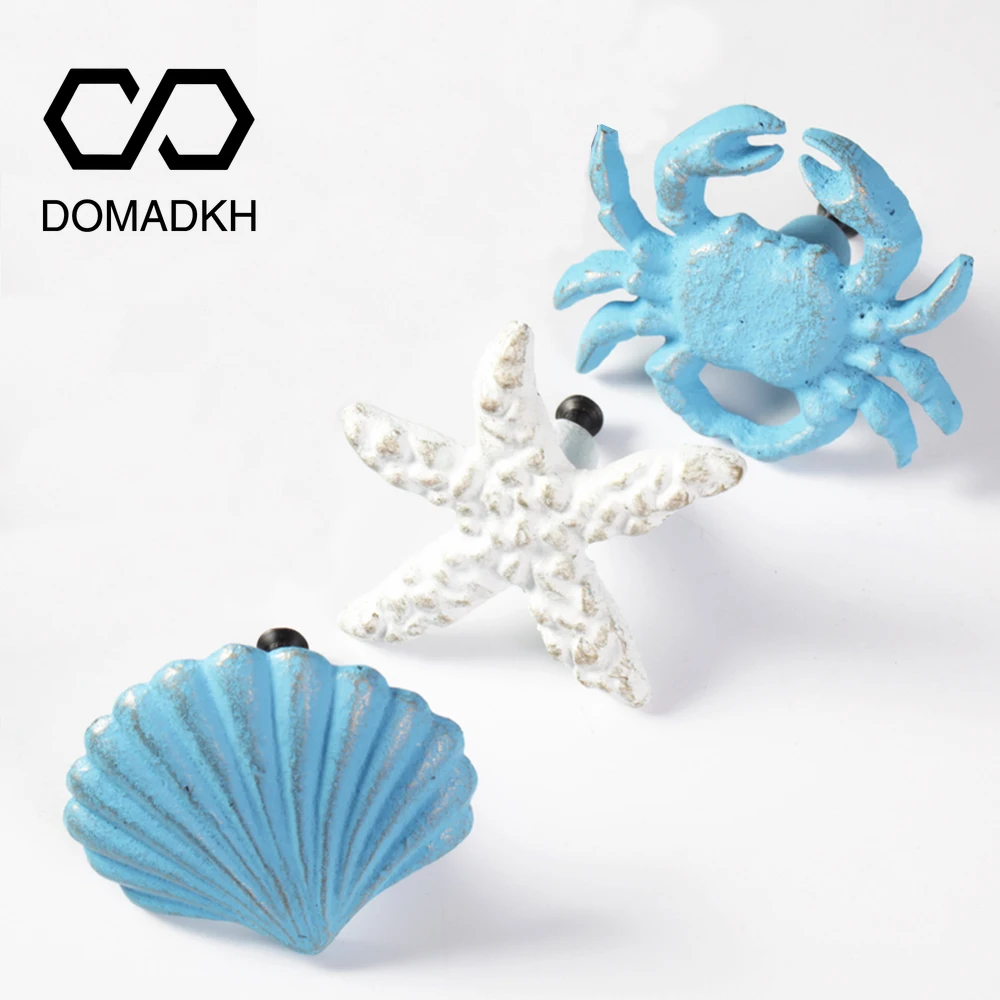 Náutico Ferro Fundido Armário Maçanetas Praia Gaveta Puxa Nightstand Handles Home Decor Dresser Knobs Sea Life Mobiliário Hardware