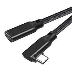 Right - Angle USB - C Extension Cable - 10Gbps 100W Fast Charging Extender Cord - 0.2m (Braid Black)