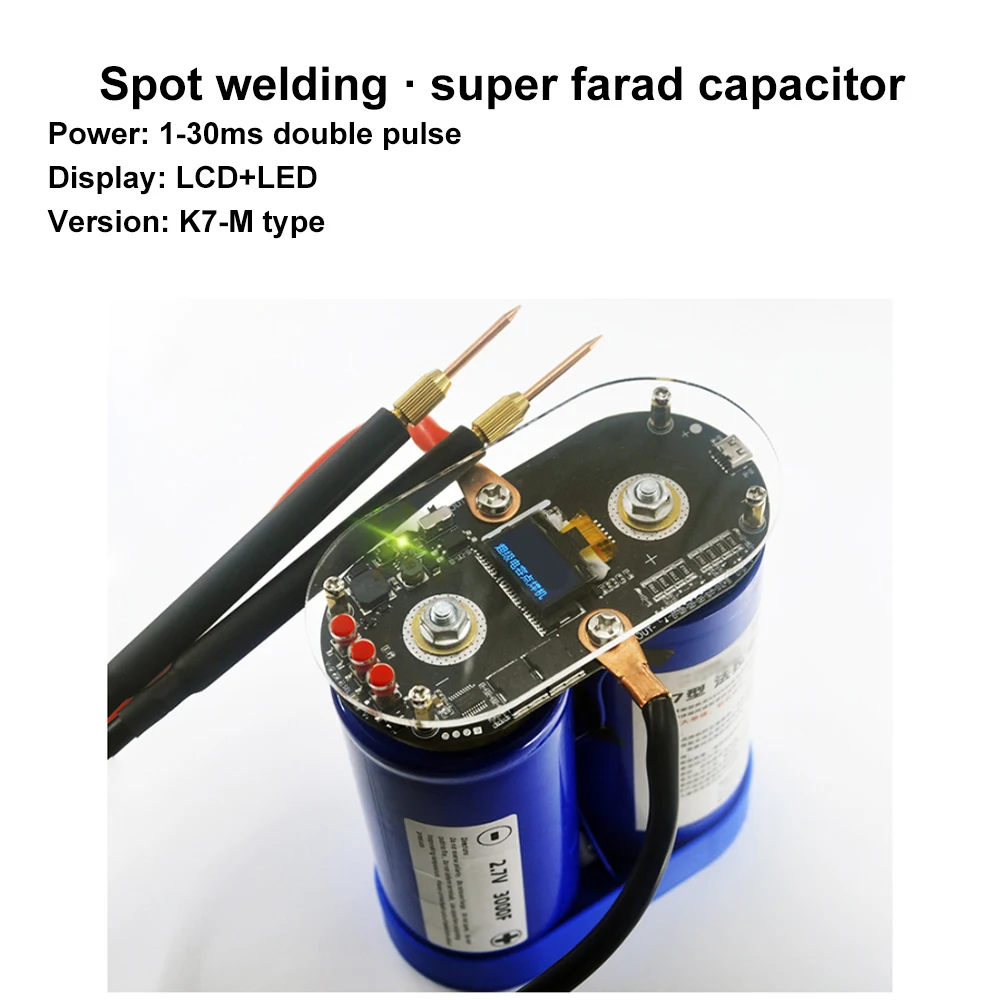 Handheld Farad Capacitor Spot Welder Double Pulse High Power 0.05-0.3mm Welding Machine for 18650 21700 26650 32650 Battery