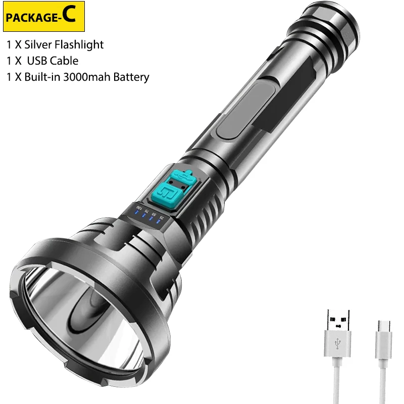 Large Tactical LED Flashlight Torch 100000LM Light for Camping DI 