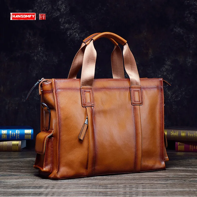 NIYUTA Men's Shoulder Casual Business First layer cowhide Motion Cross-Body Bags handbag UK1005 