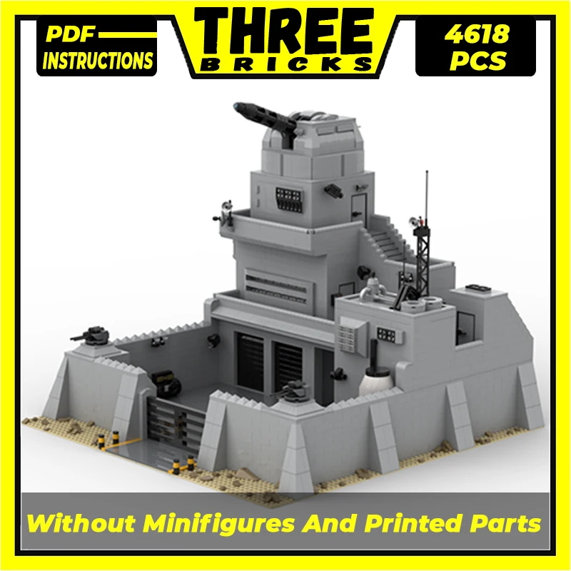 

Moc Building Blocks Military Model Outpost with Gun Turret Technical Bricks DIY Assembly Famous Toys For Childr Holiday Gifts