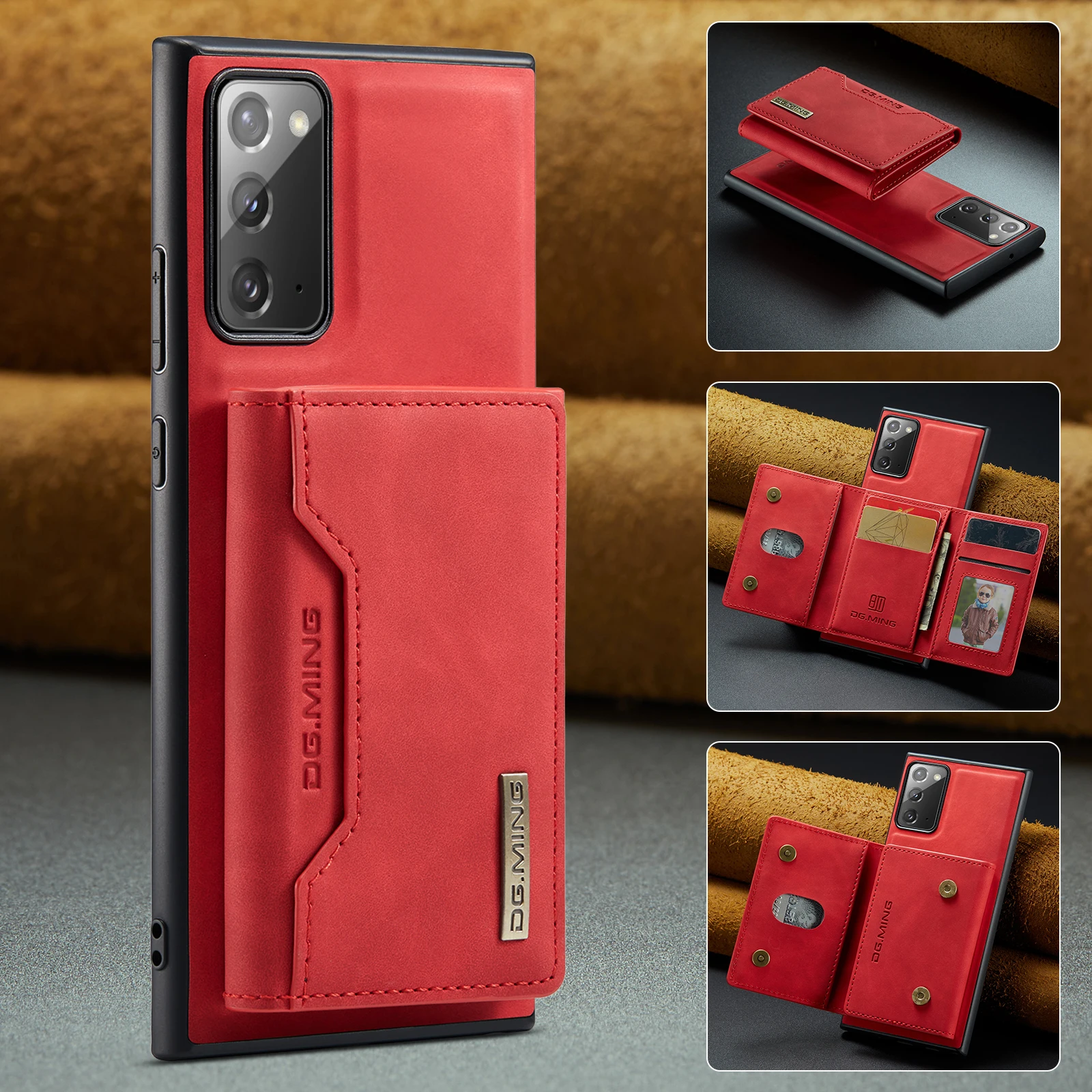 

DG.MING 2 in 1 Magnetic Detachable Leather Wallet Phone Case For Samsung Galaxy Note 20 Ultra M2 Series