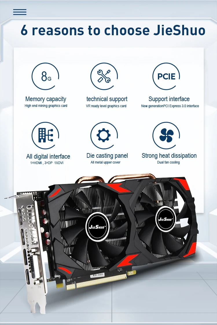 best video card for gaming pc Placa gráfica de jieshuo 8gb rx 580 gddr5 gpu para placas gráficas de mesa rx 580 8gbfor computador video card in computer