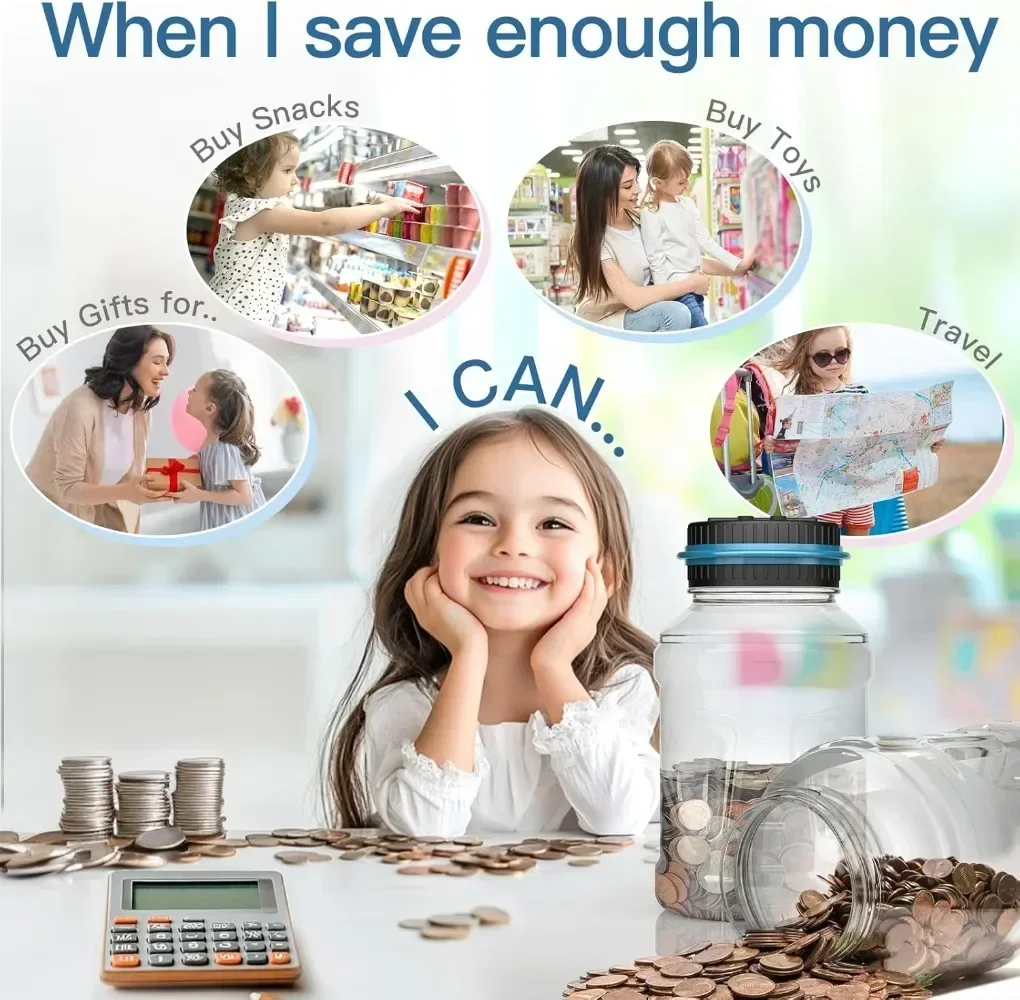 Digital LCD Counting Coin Money Saving Box Jar Large Capacity for USD EURO Money Electronic Counting Piggy Bank 4